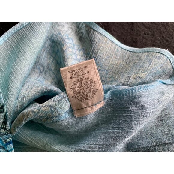 Christopher & Banks Womens Size Large Blue Patterned Polyester Blouse Beaded Det - Picture 4 of 14